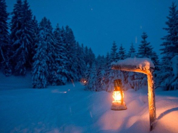 Laternliweg auf der Schwägalp in der Abenddämmerung