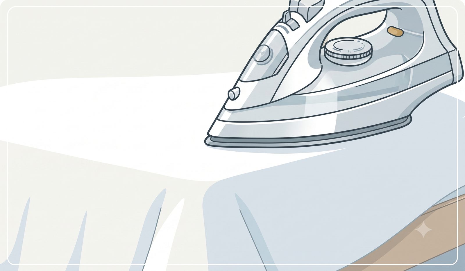 Illustration: Bügeleisen glättet frische Bettwäsche