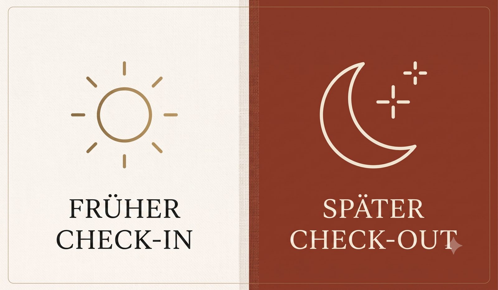 Illustration Sonne und Mond: Früher Check-in, später Check-out